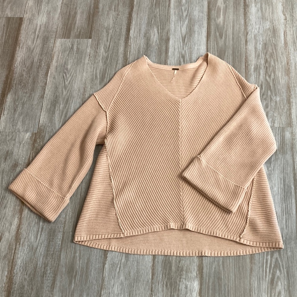 Free People La Brea Knit Oversized Peach / Pink Sweater